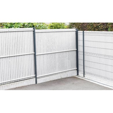 Kit lamelles brise-vue pour panneau clôture rigide en PVC imputrescible anti-UV blanc occultant 4/5 1,025 x 2,50 m