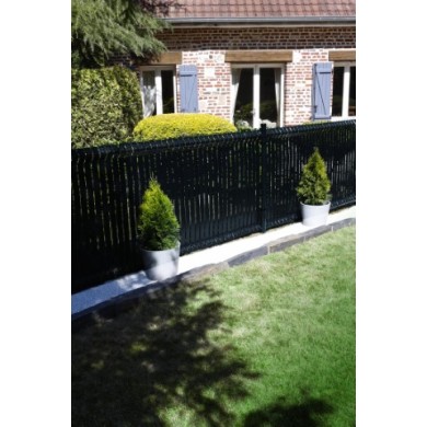 Rouleau occultant PVC Nature pour tout type de grillage lame 48 mm noir 100 clips inclus occultant 3/5 long 50 m