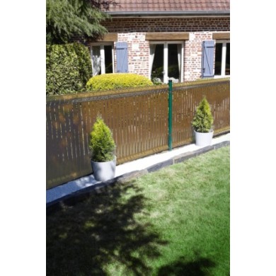Rouleau occultant PVC Nature pour tout type de grillage lame 48 mm effet bois 100 clips inclus occultant 3/5 long 50 m