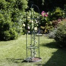 Ob&eacute;lisque M&eacute;tallique de Jardin Nature en acier plastifi&eacute; vert tube diam 13 mm H190 x 40 x 40 cm