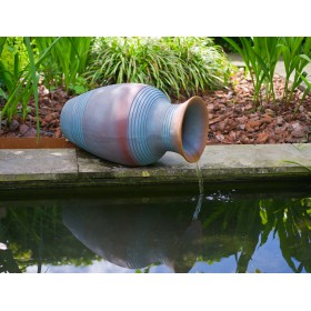 Fontaine de jardin : Jeu d'eau fontaine Argos amphore en polyr&eacute;sine bleu- gris Ubbink Aquaarte