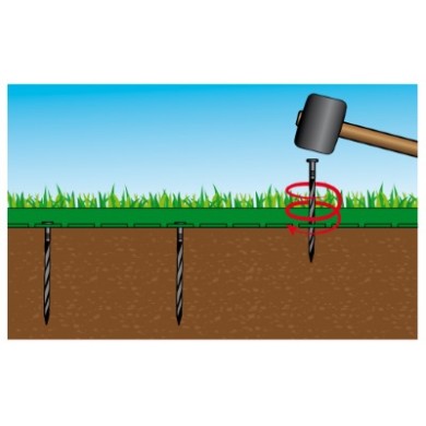 Lot de  50 Ancres clou torsadé pour bordure gazon en rouleau PP, noir H20 cm x 8 mm