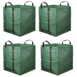 Lot de  4 Sac à déchets multi-usages avec poignées PP, vert, 170 g/m², max. 200 kg, 325 l - H68 x 68 x 70 cm