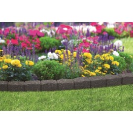 4 Bordures de jardin en caoutchouc recyclé H 9,5 x 121,5 x 5 cm Facon pave de granit gris