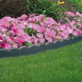4 Bordures de jardin en caoutchouc recyclé à 98,5%, H 11 x 119 x 5 cm Finition ondulee gris