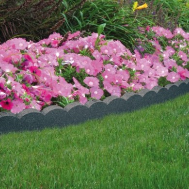 4 Bordures de jardin en caoutchouc recyclé à 98,5%, H 11 x 119 x 5 cm Finition ondulee gris