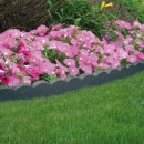 4 Bordures de jardin en caoutchouc recycl&eacute; &agrave; 98,5%, H 11 x 119 x 5 cm Finition ondulee gris