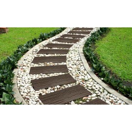 4 Pas japonais en caoutchouc Nature Decor traverse chemin de fer H 1,7 x 60 x 25 cm