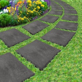 10 Dalles de jardin en caoutchouc Nature H 3 x 30 x 30 cm Decor pierre ardoise
