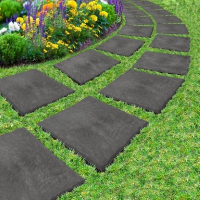 10 Dalles de jardin en caoutchouc Nature H 3 x 30 x 30 cm Decor pierre ardoise