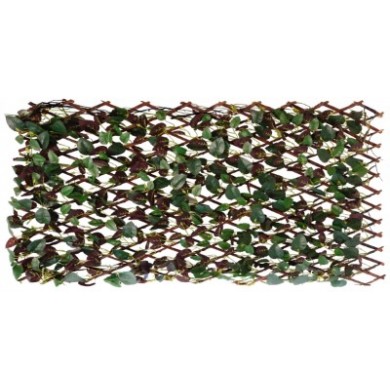 5 Treillis extensible Nature en osier avec feuillage coloris vert/rouge 100 x 200 cm