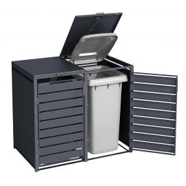 Cache 2 poubelles métal WEKA Gary 480L – 80 x 132 cm – Anthracite