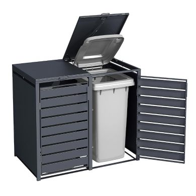 Cache-poubelle métal WEKA Gary 240L – 80 x 68 cm – Anthracite