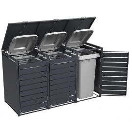 Cache 3 poubelles de 240 litres métal WEKA Gary 80 x 198,50 cm – Anthracite