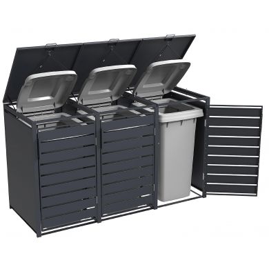 Cache-poubelle métal WEKA Gary 240L – 80 x 68 cm – Anthracite