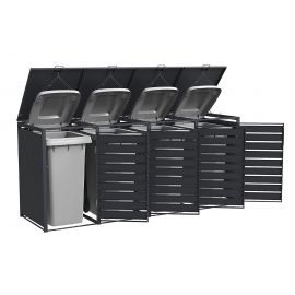 Cache 4 poubelles de 240 litres métal WEKA Gary 80 x 265 cm – Anthracite