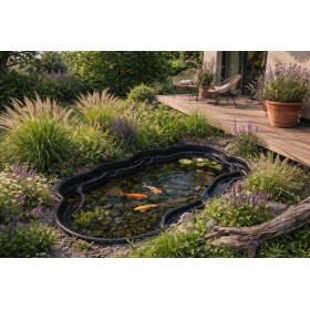 Bassin de jardin pr&eacute;form&eacute; : Bassin de jardin pr&eacute;form&eacute; Neptune Ubbink, 3800L 240 x 420 cm profondeur 100 cm 8.74 m&sup2;