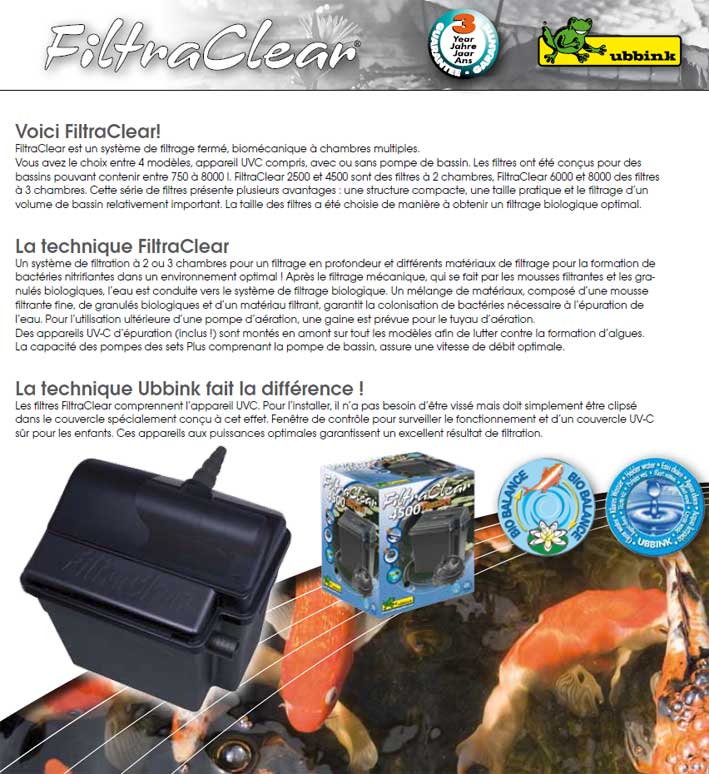 Filtraclear Ubbink Présentation des filtraclear plus set