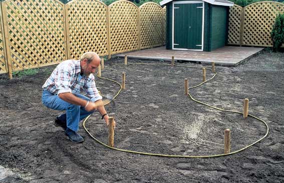 marquage de la forme du bassin de jardin